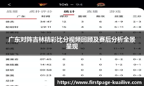 广东对阵吉林精彩比分视频回顾及赛后分析全景呈现